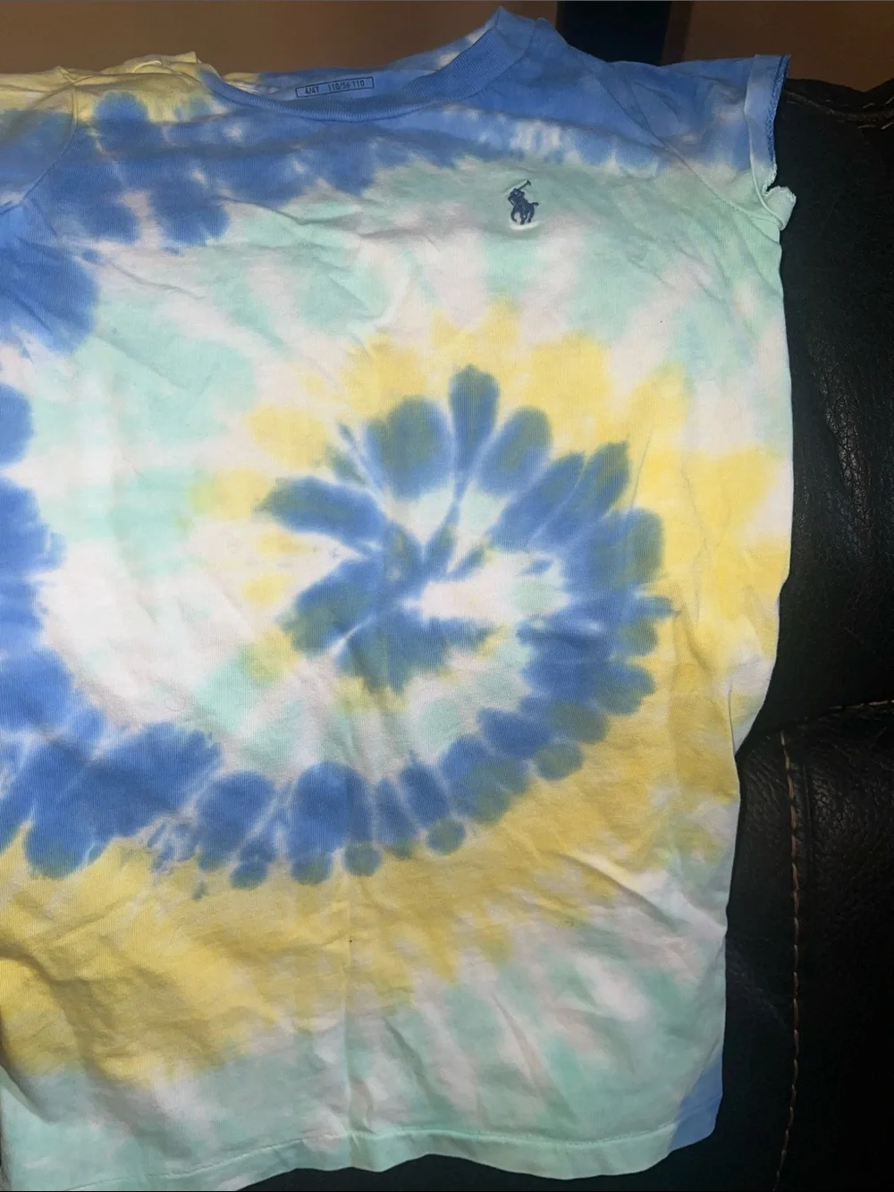 Ralph Lauren Spiral Tie-Dye Tee in Blue, Yellow & Mint